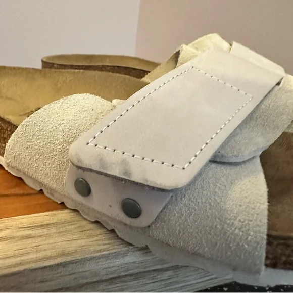 Birkenstock Cream Suede Slip-On Sandals - Picture 4 of 8